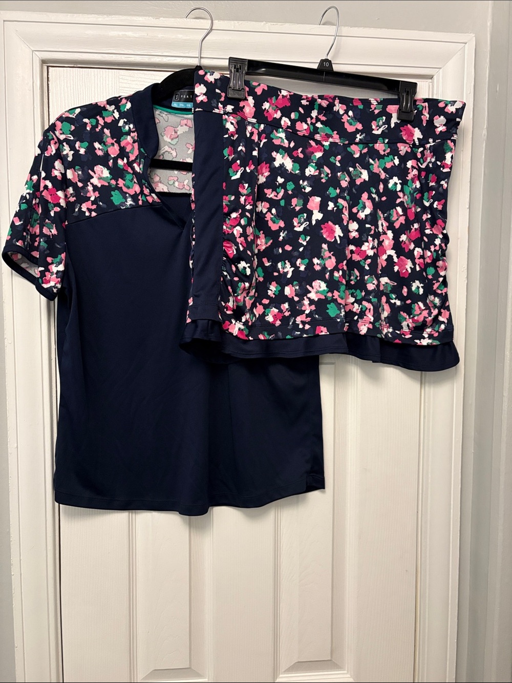 Navy Floral Active Set - Short Sleeve Top & Skort